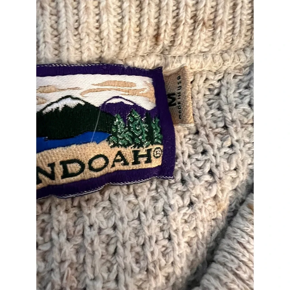 Shenandoah Mens Medium Beige Speckled Henley Mock Neck Knit Sweater USA